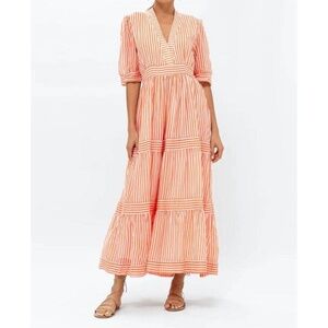 Oliphant V-NECK CUFFED MAXI- PLAYA CORAL-NWOT Size Small